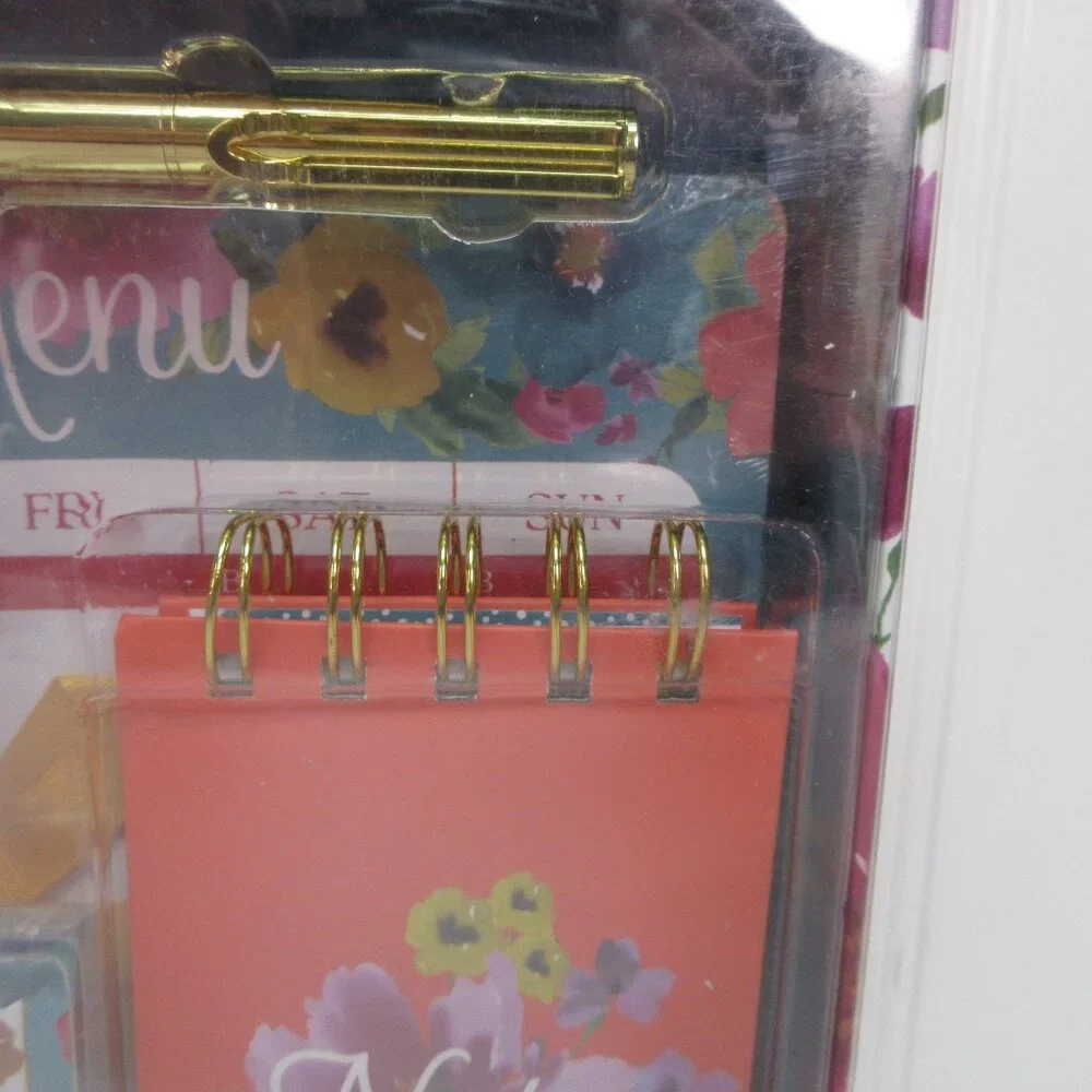 Pioneer Woman Breezy Blossom Menu Planner Clips Memo Pad Washi Tape Pen 12pc Set